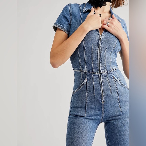 Free People Blue Denim Jumpsuit - Picture 6 of 13
